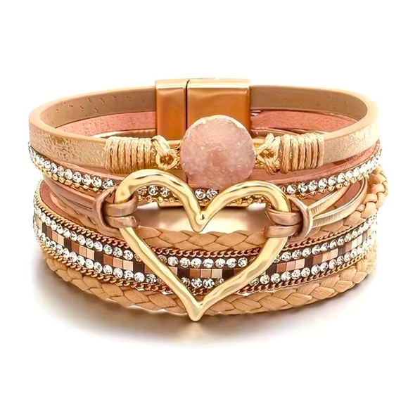 💗Multilayered Druzy Heart Bracelet - Picture 1 of 1